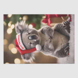 Koala Bear Wearing Santa Hat, Tissue Paper