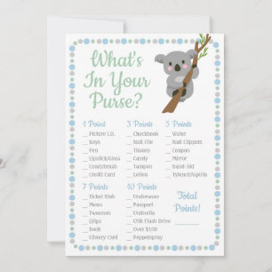 Koala Bear What's In Your Purse Shower Game Blue