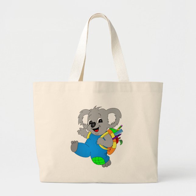 Koala Bear with backpack Large Tote Bag (Front)