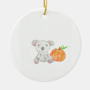 Koala Bear with Pumpkin  Ceramic Tree Decoration