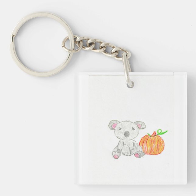 Koala Bear with Pumpkin  Key Ring (Front)