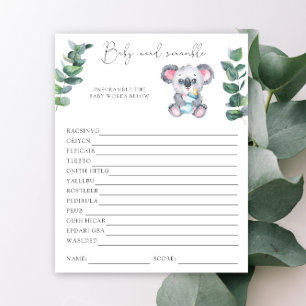 Koala Bear Word Scramble Baby Shower Game