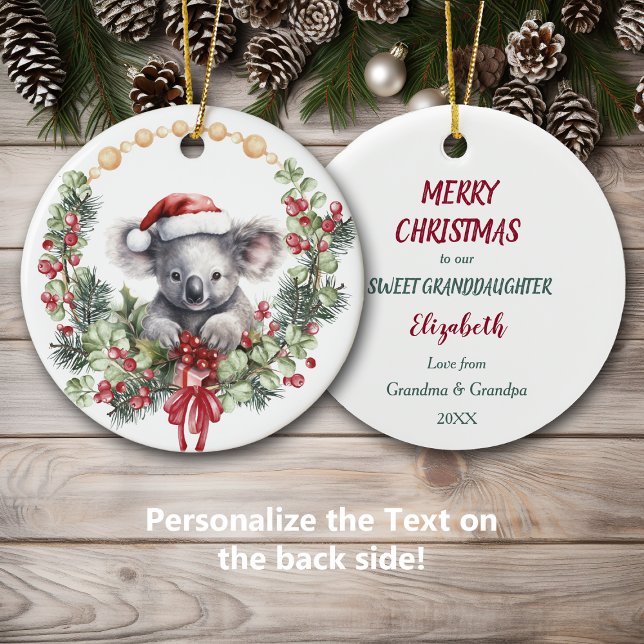 Koala Bear Wreath Granddaughter Christmas Ceramic Tree Decoration (Creator Uploaded)