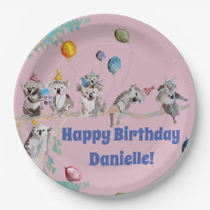 Koala Bears Birthday Party Animal Girls Pink Paper Plate
