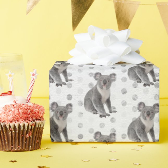 Koala Bears on Polka Dots Wrapping Paper (Birthday Party)