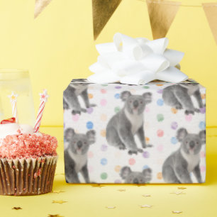 Koala Bears on Polka Dots Wrapping Paper