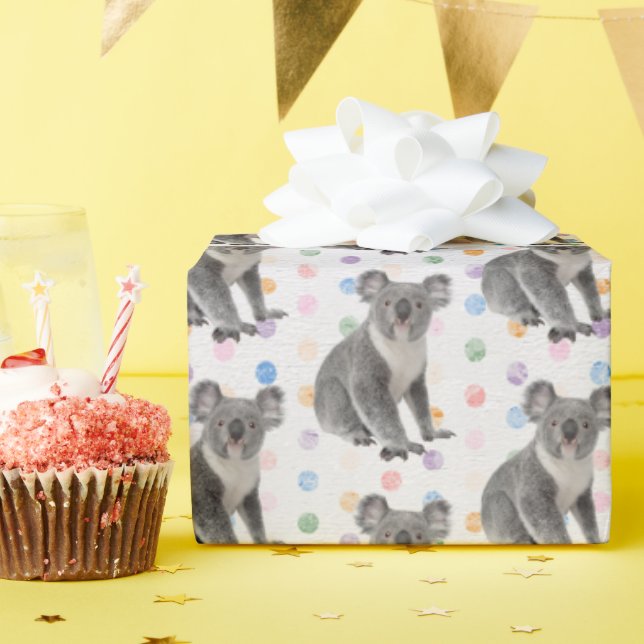 Koala Bears on Polka Dots Wrapping Paper (Birthday Party)