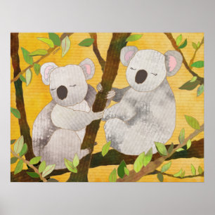 Koala Bears on Tree Branches Poster