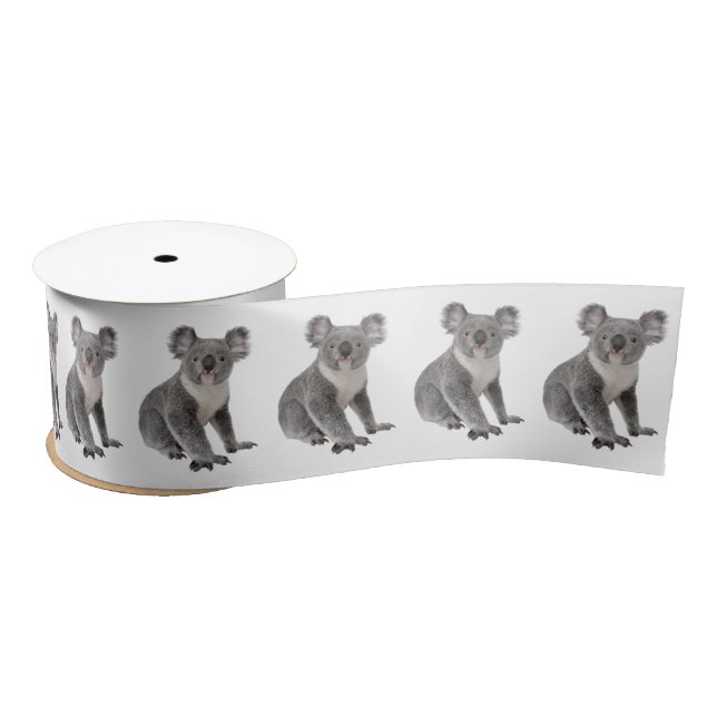 Koala Bears on White Gingham Satin Ribbon (Spool)