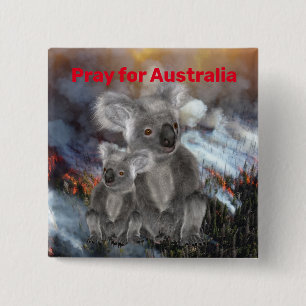 Koala Bears Pray for Australia 15 Cm Square Badge