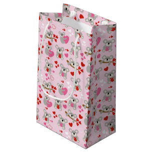 Koala Bears Valentine's Day Hearts Pattern Small Gift Bag