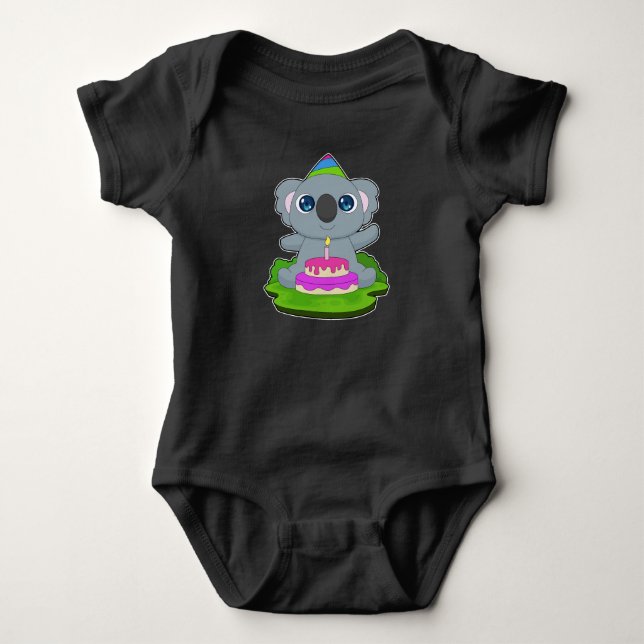 Koala Birthday Cake Baby Bodysuit (Front)
