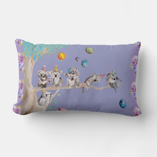 Koala Birthday Cute Koalas Childs Purple Cushion (Front)