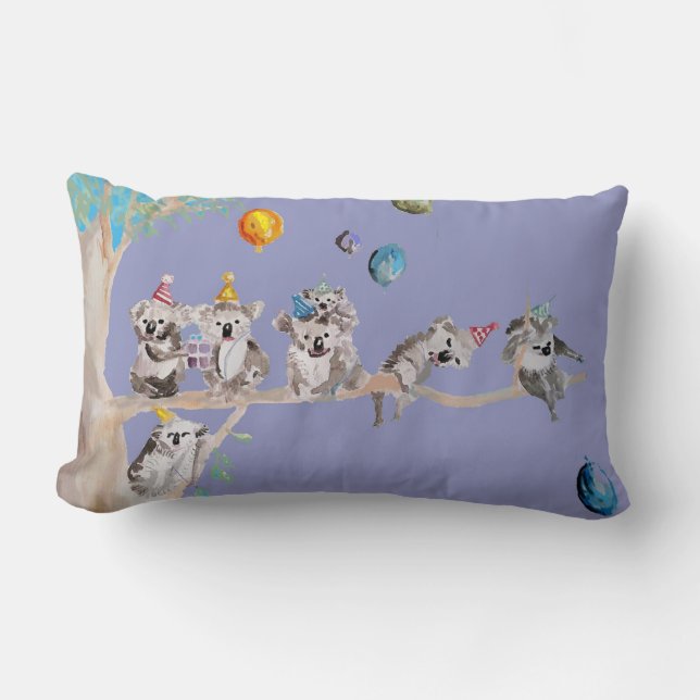 Koala Birthday Cute Koalas Childs Purple Cushion (Front)