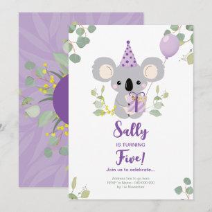 Koala Birthday Invitation