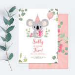 Koala Birthday Invitation<br><div class="desc">Floral Greenery Eucalyptus Koala Birthday Invitation This cute koala Invitation is designed for an a girl birthday party celebration! The pretty splashes of pink and sage green eucalyptus leaves make a beautiful color scheme to style the birthday party. Easily customize this invite quickly by simply pressing the customize it button....</div>