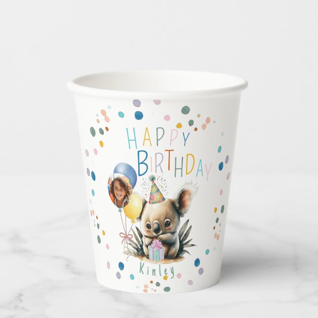 Koala Birthday Paper Cups (Front)