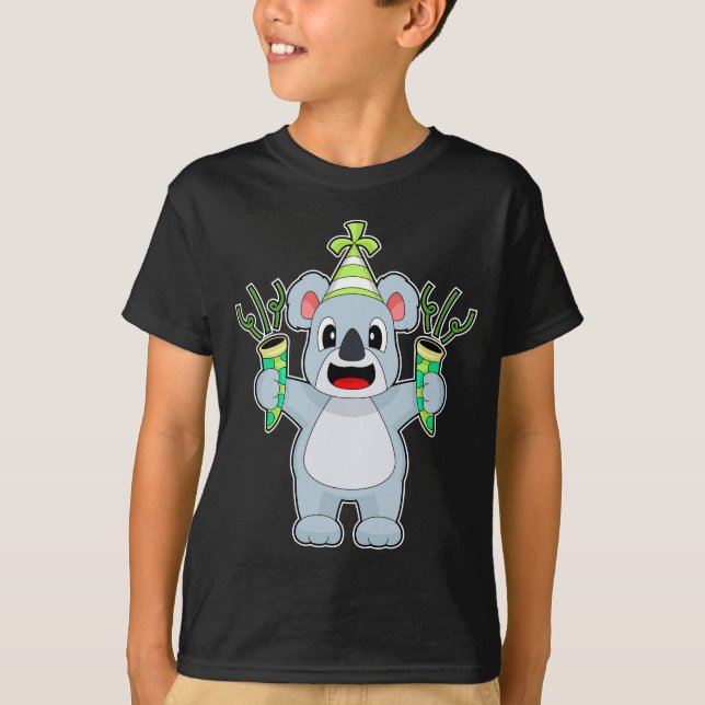 Koala Birthday Party hat T-Shirt (Front)