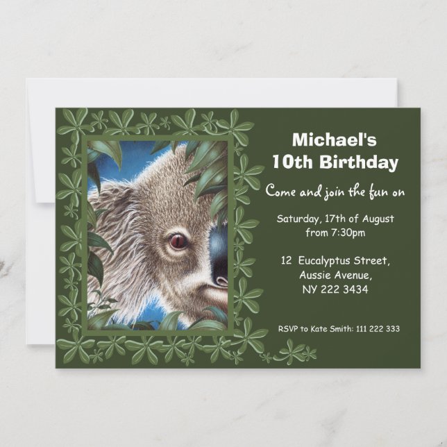 Koala Birthday Party Invitation (Front)