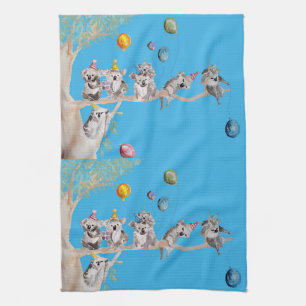 Koala Birthday Party Koalas Cute Blue Tea Towel