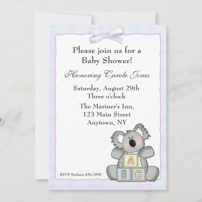 Koala Blocks Invitation (Front)