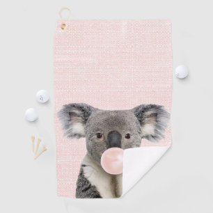 Koala Blowing Pink Bubble gum Golf Towel
