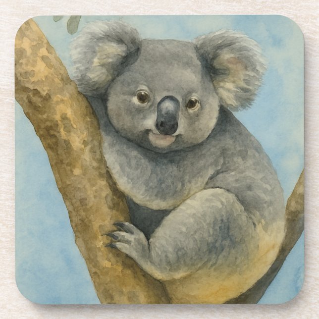 Koala Calm – Watercolor Wildlife Coaster (Front)