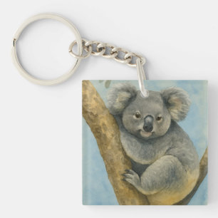 Koala Calm – Watercolor Wildlife Key Ring