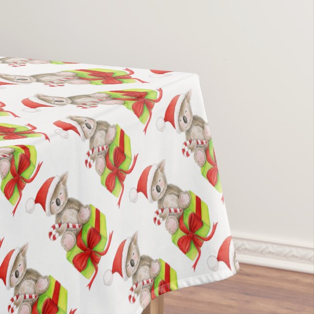 Koala candy gift watercolor Christmas art Tablecloth (In Situ)