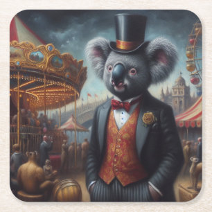 Koala Carnival Square Paper Coaster
