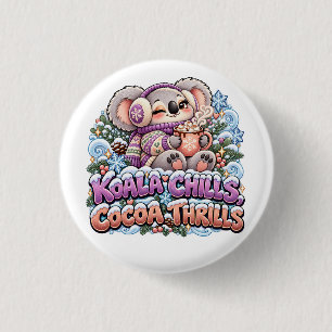 Koala Chills Cocoa Thrills Winter Koala 3 Cm Round Badge