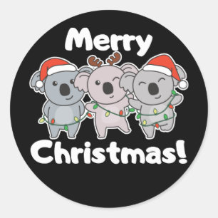 Koala Christmas Animals Koalas Merry Christmas Cla Classic Round Sticker