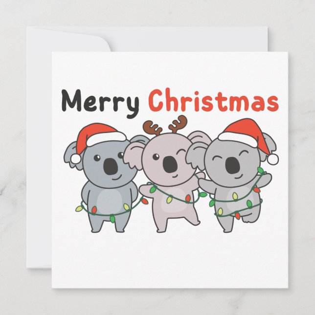 Koala Christmas Animals Koalas Merry Christmas Inv Invitation (Front)