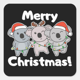 Koala Christmas Animals Koalas Merry Christmas Squ Square Sticker