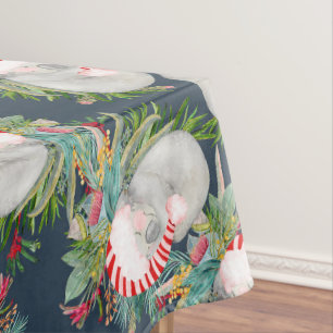 Koala Christmas Blue Tablecloth