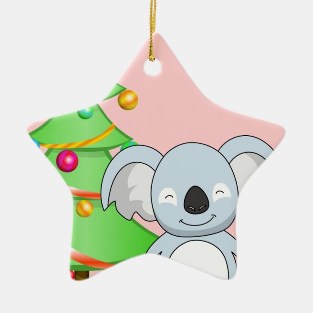 Koala Christmas Ceramic Tree Decoration (Front)