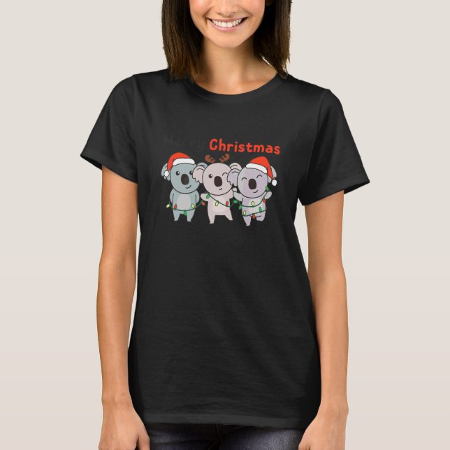 Koala Christmas Christmas Tree Animals Cute Koala  T-Shirt (Front)