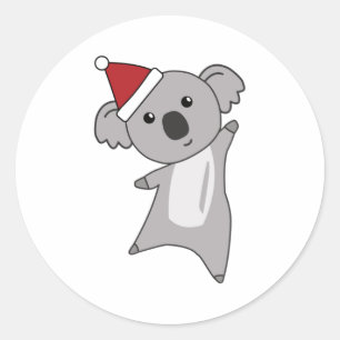 Koala Christmas Cute Animals Kids Santa Classic Round Sticker