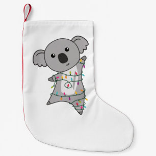 Koala Christmas Fairy Lights Cute Animal Adult Clo Small Christmas Stocking