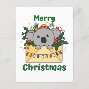 Koala Christmas Letter Winter Animals Koalas Holiday Postcard