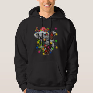 Koala Christmas Lights Funny Santa Hat Merry Chris Hoodie