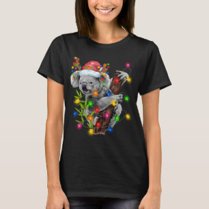 Koala Christmas Lights Funny Santa Hat Merry Chris T-Shirt