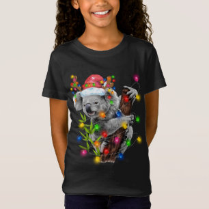 Koala Christmas Lights Funny Santa Hat Merry Chris T-Shirt