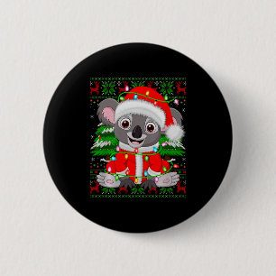 Koala Christmas Lights Santa Costume Ugly Xmas Swe 6 Cm Round Badge