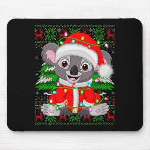 Koala Christmas Lights Santa Costume Ugly Xmas Swe Mouse Mat
