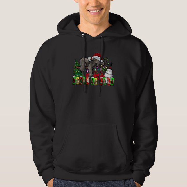 Koala Christmas Lights  Santa Hat Merry Christmas Hoodie (Front)