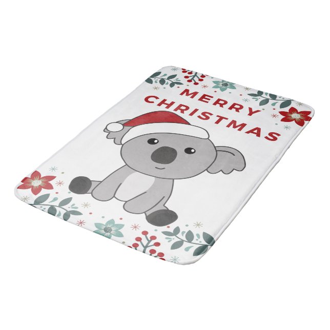 Koala Christmas Snow Winter Animals Koalas Bath Ma Bath Mat (Angled)