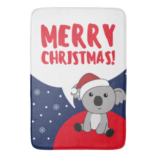 Koala Christmas Snow Winter Animals Koalas Bath Ma Bath Mat