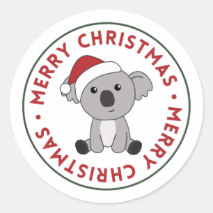 Koala Christmas Snow Winter Animals Koalas Classic Round Sticker