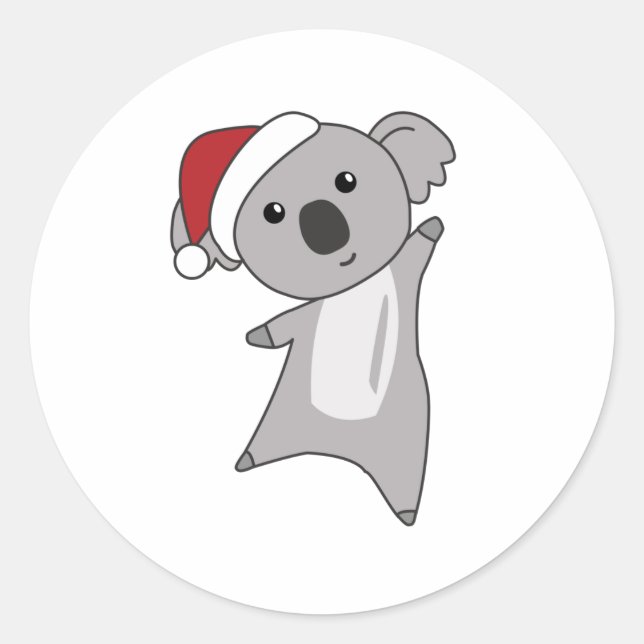 Koala Christmas Snow Winter Animals Koalas Classic Round Sticker (Front)